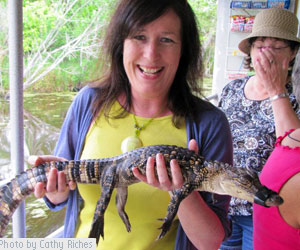 Cathy Riches and her new BFF - Swamp Tours 